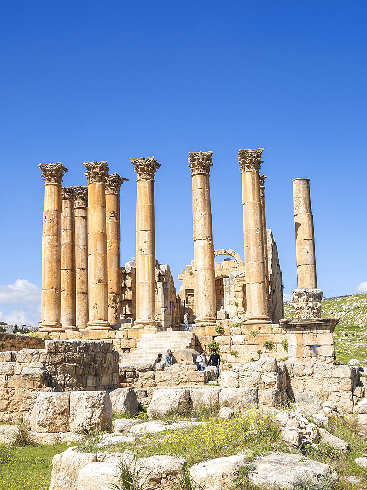 Columns in the ancient city of Jerash, believed to be founded in 331 BC by Alexander the Great, Jerash, Jordan, Middle East