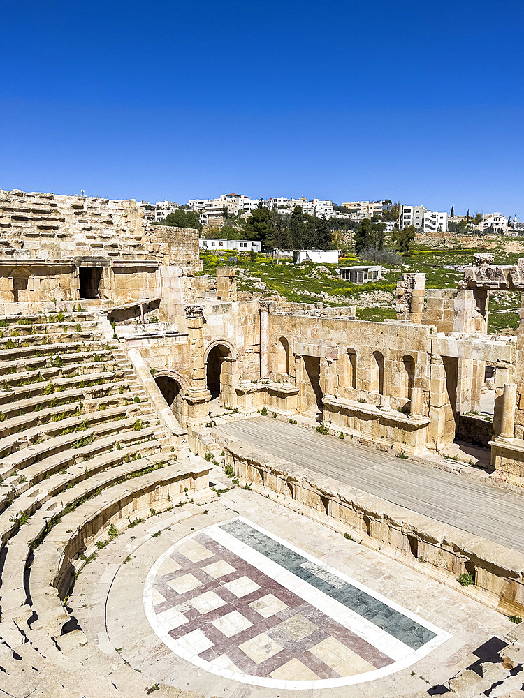 The great North Theater in the ancient city of Jerash, believed to be founded in 331 BC by Alexander the Great, Jerash, Jordan, Middle East