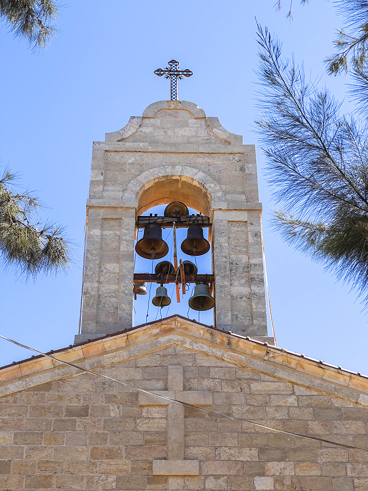 Exterior view of the early Byzantine Church of Saint George in Madaba, Jordan, Middle East