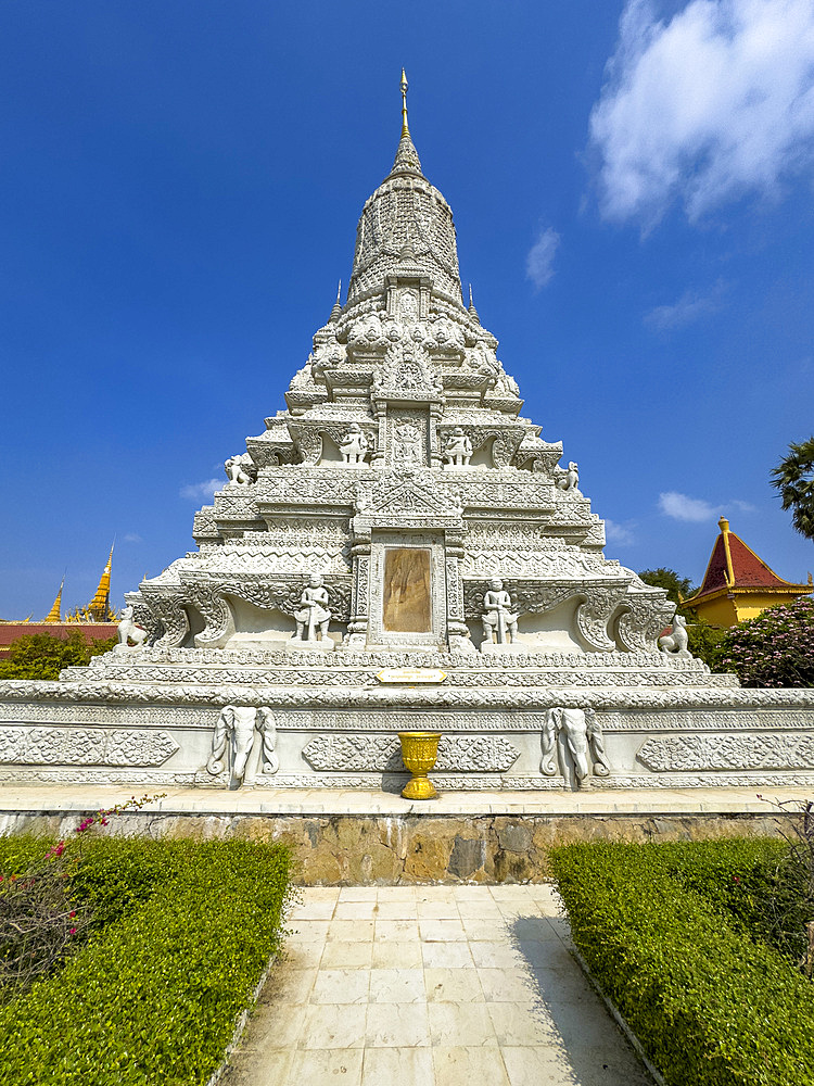 Exterior view of a stupa inside the Royal Palace grounds in Phnom Penh, Cambodia, Indochina, Southeast Asia, Asia