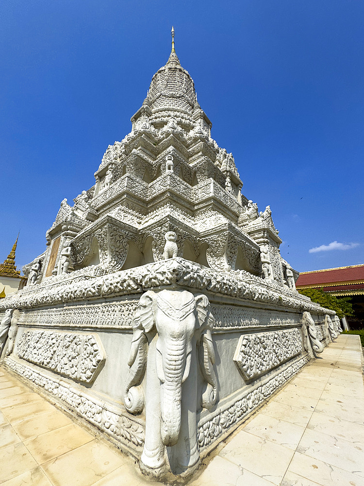 Exterior view of a stupa inside the Royal Palace grounds in Phnom Penh, Cambodia, Indochina, Southeast Asia, Asia