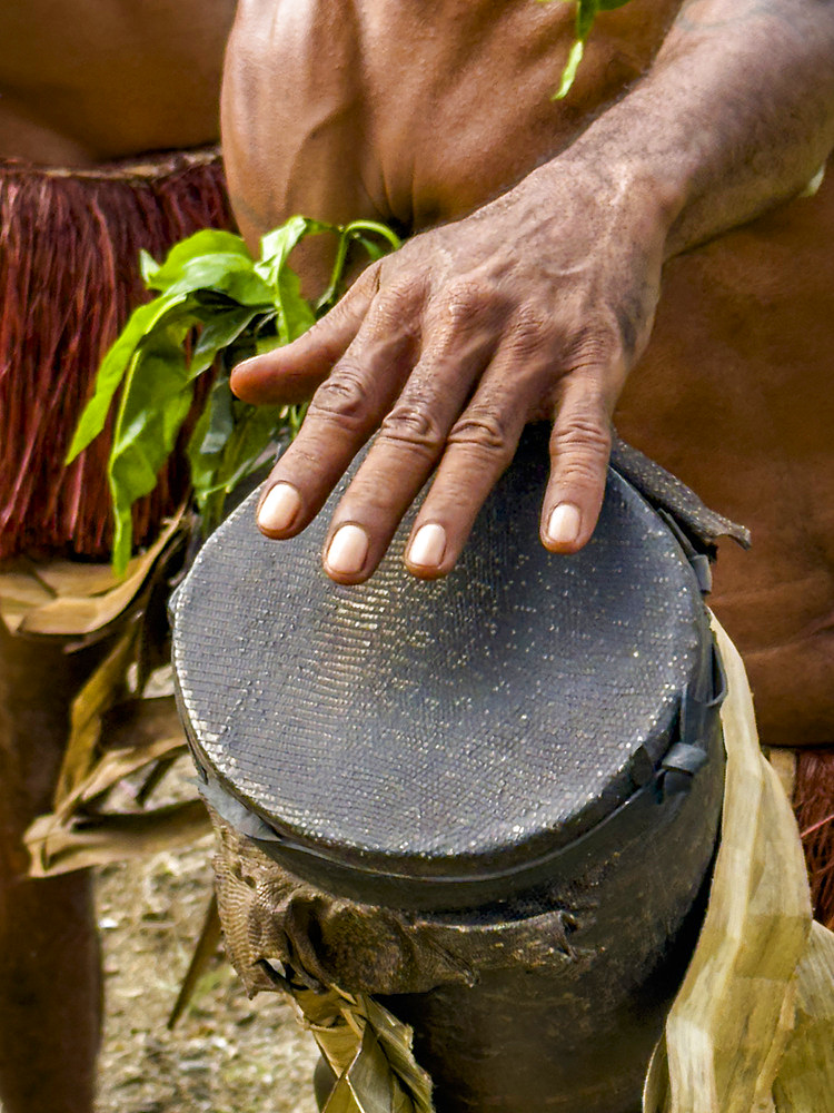 Six different groups of native warriors, drummers, and dancers perform on Kwato Island, Papua New Guinea, Pacific