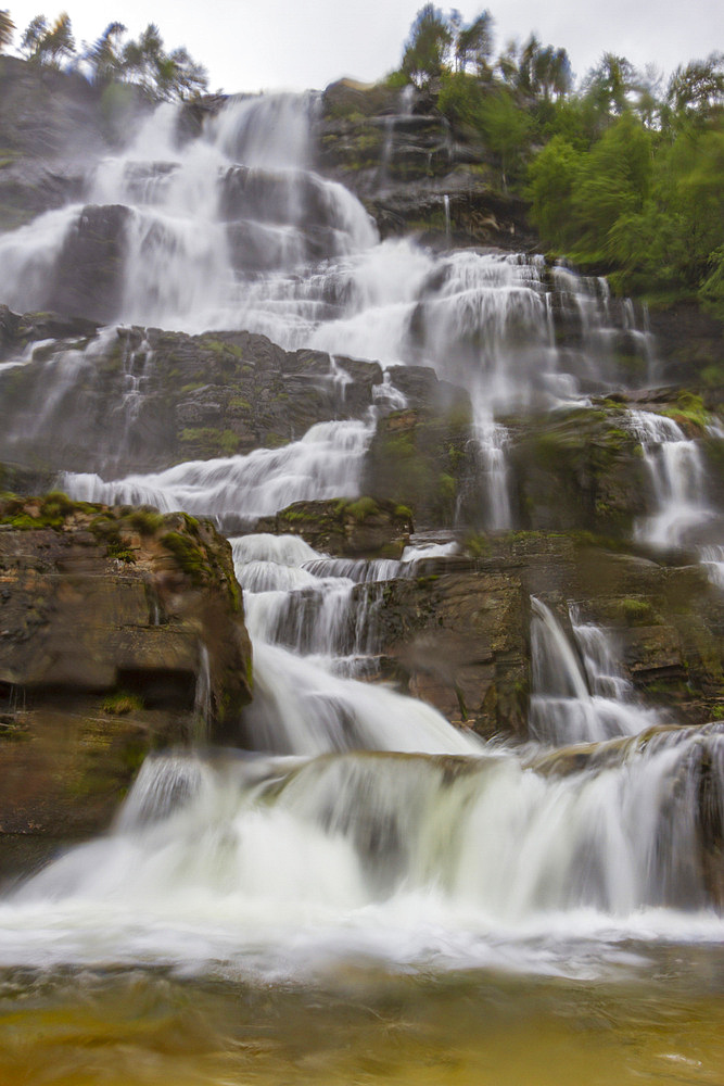 Views of an active waterfall just outside the city of Oslo, Norway, Scandinavia, Europe