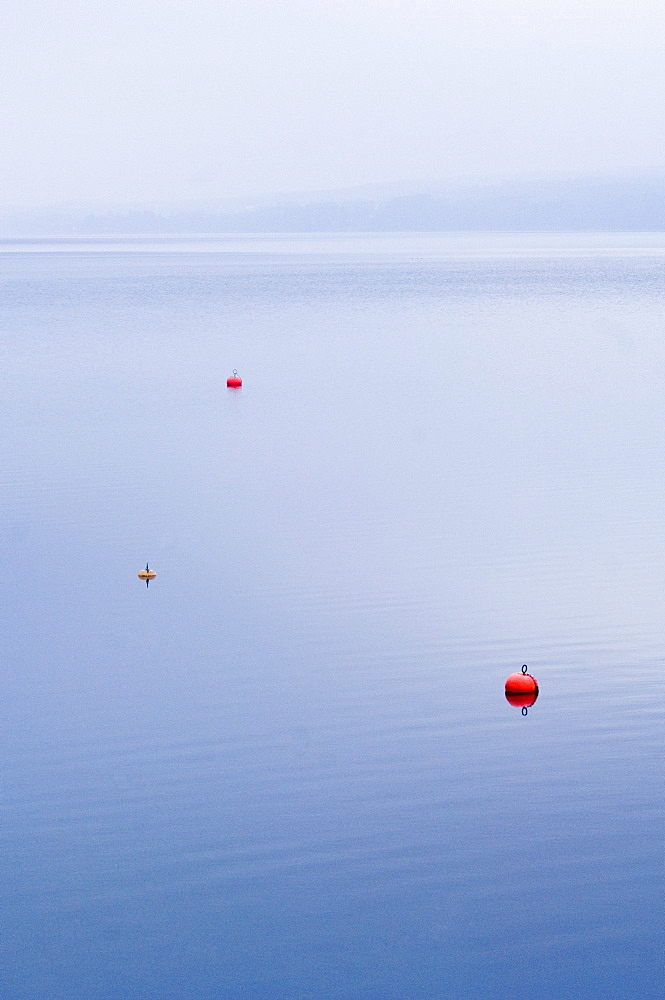 Buoies on Lake Starnberg, Bavaria, Germany