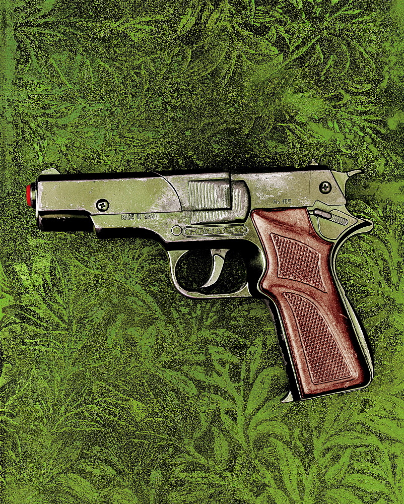 toy gun on a green background, Toy, Childhood