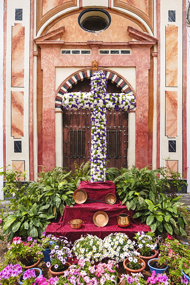 The Crosses of May, a religious symbol on a monument, Cordoba, Andalucia, Spain