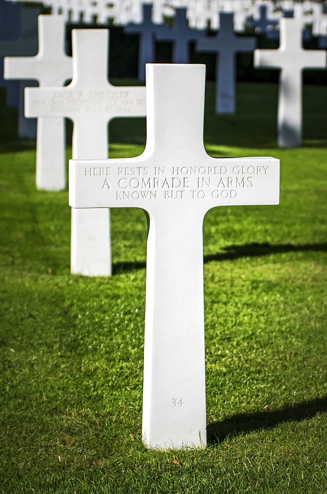 Comrade in Arms grave at the Cambridge American Cemetery and Memorial, Cambridge, Cambridgeshire, England