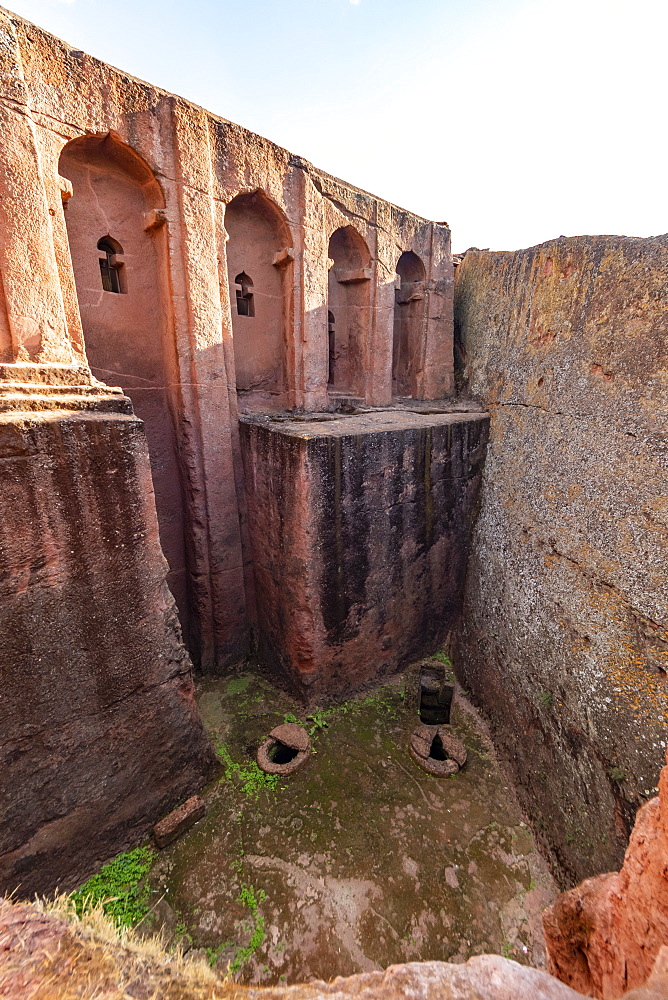 Biete Gabriel Ruphael (House of the angels Gabriel and Raphael) Ethiopian Orthodox rock-cut church in the Southern Group of the Rock-Hewn Churches, Lalibela, Amhara Region, Ethiopia