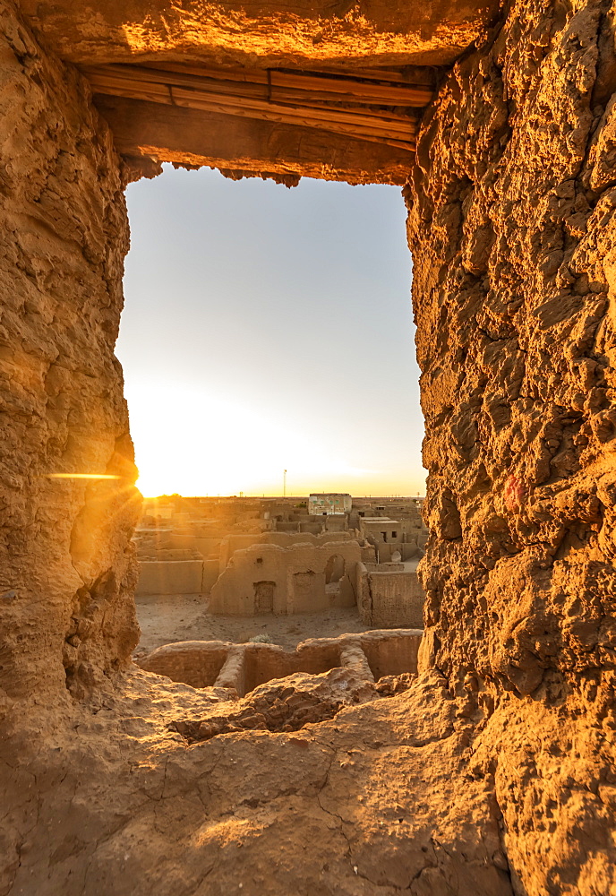 Window in the mudbrick fortress built by the Mamluks; El Khandaq, Northern State, Sudan