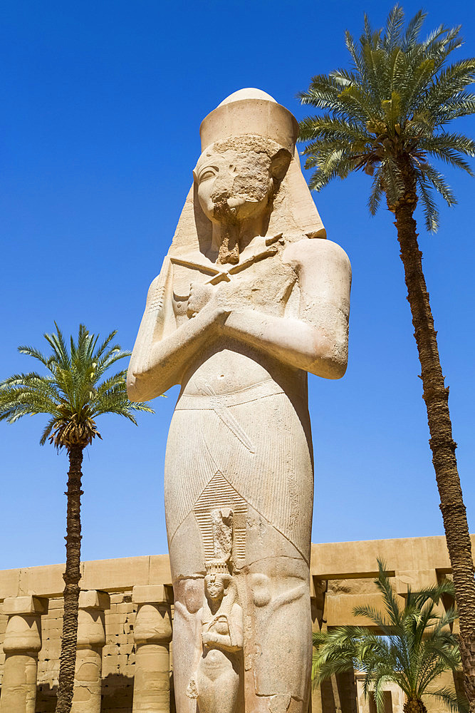 Statue of Ramses II, Great Court, Karnak Temple Complex, UNESCO World Heritage Site; Luxor, Egypt