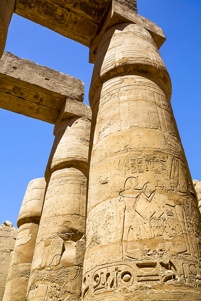 Columns, Great Hypostyle Hall, Karnak Temple Complex, UNESCO World Heritage Site; Luxor, Egypt