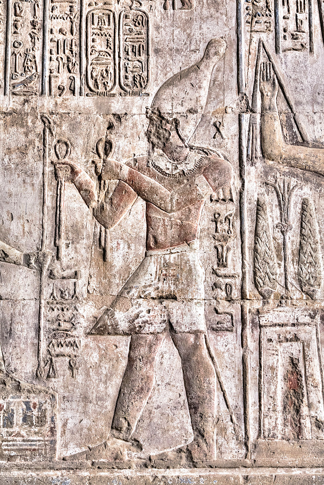 Relief of Pharaoh, Temple of Osiris and Opet, Karnak Temple Complex, UNESCO World Heritage Site; Luxor, Egypt