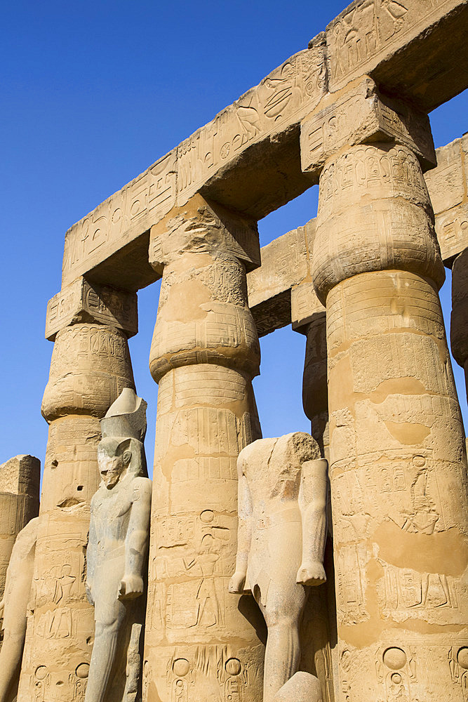 Columns in the Court of Ramses II, Luxor Temple, UNESCO World Heritage Site; Luxor, Egypt