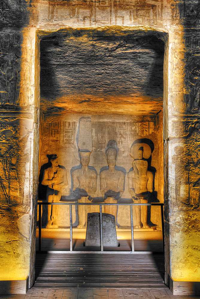 Statues of Dieties, Sanctuary, Ramses II Temple, UNESCO World Heritage Site; Abu Simbel, Egypt