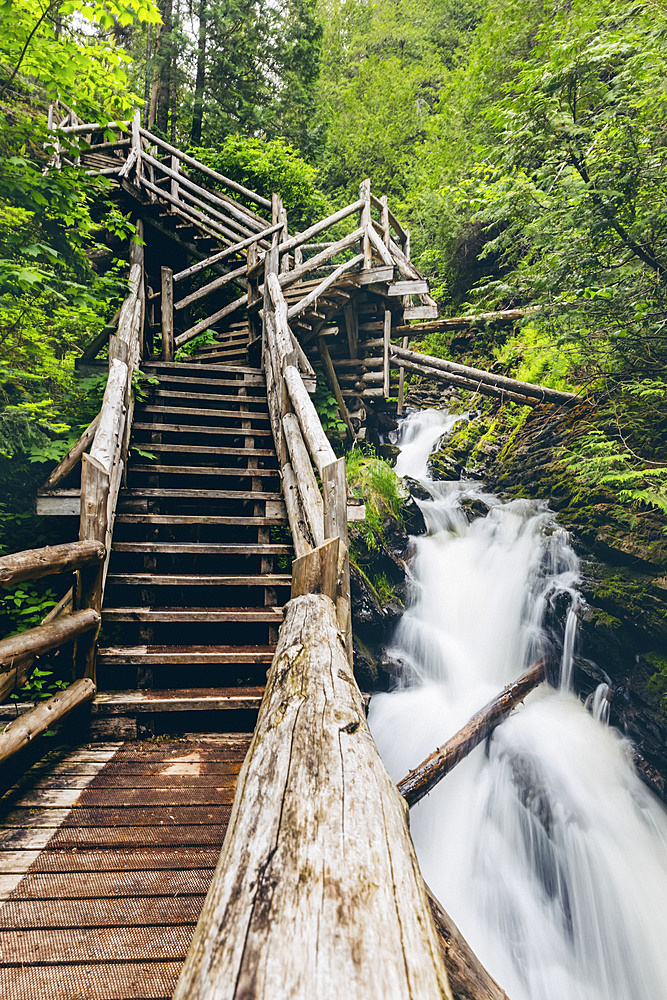 Waterfall in Canyon des Portes de l'Enfer; Saint-Narcisse-de-Rimouski, Quebec, Canada