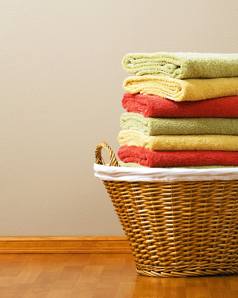 Laundry Basket With Folded Towels