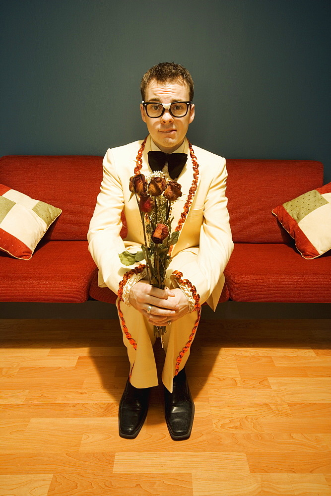 Young Nerdy Man Waiting For Date