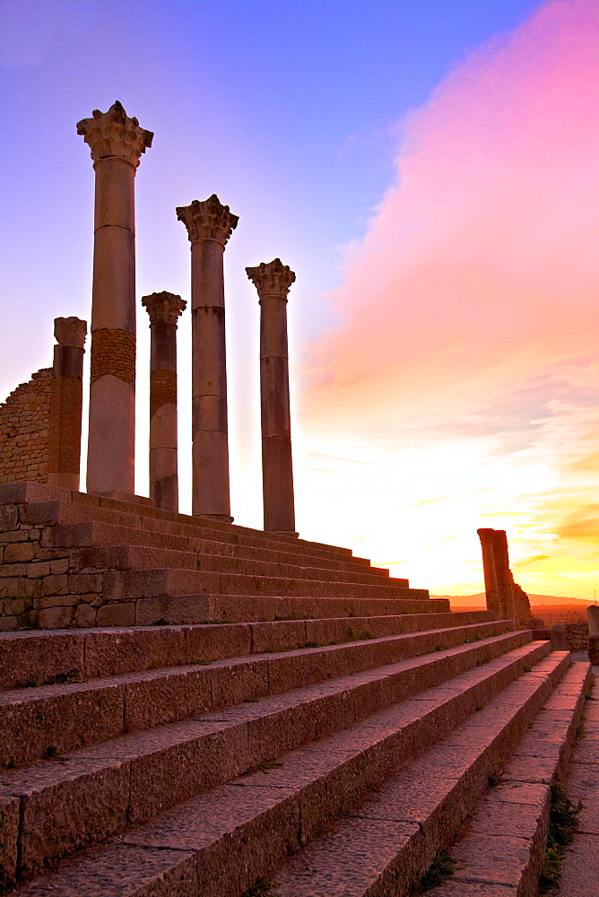 Excavated Roman City, Volubilis, UNESCO World Heritage Site, Morocco, North Africa, Africa