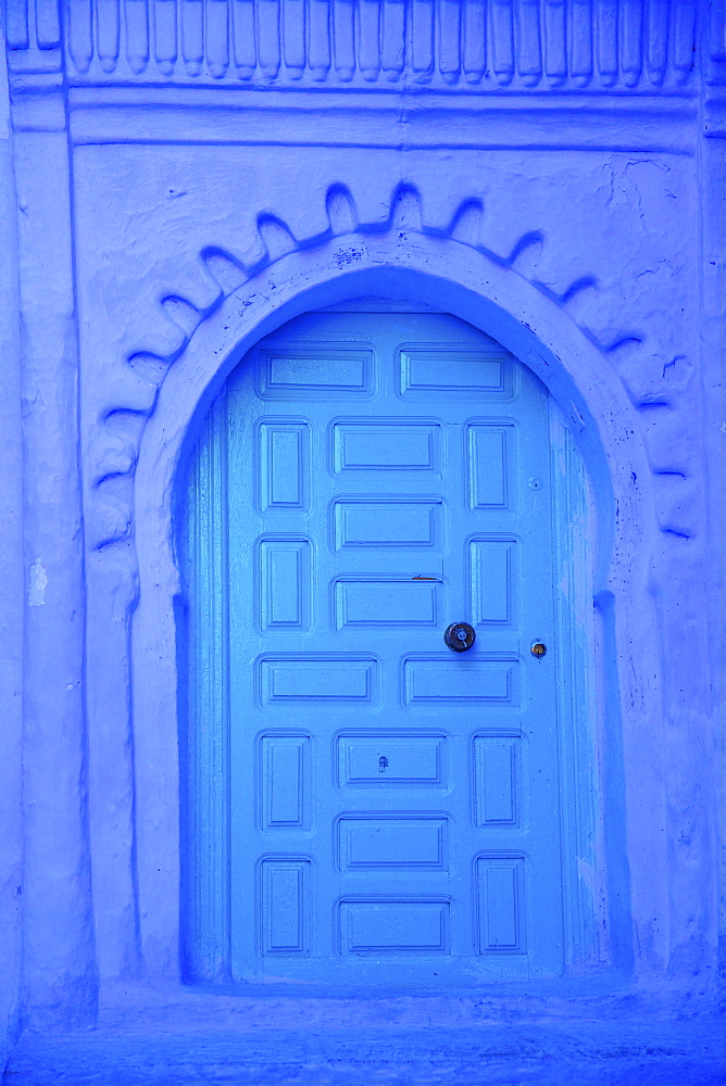 Traditional blue painted door, Chefchaouen, Morocco, North Africa, Africa