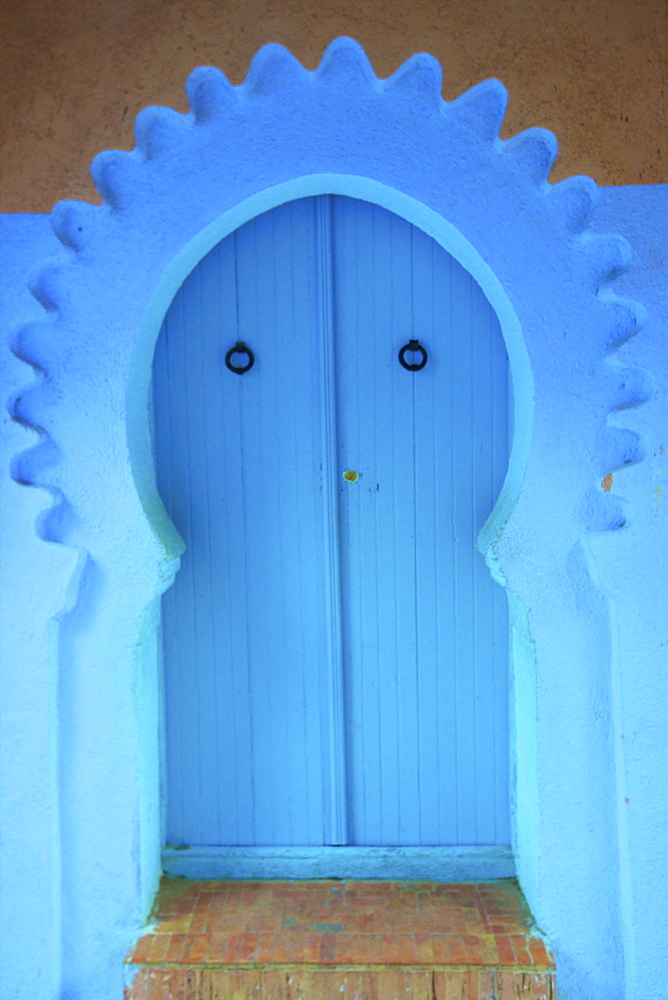 Traditional blue painted door, Chefchaouen, Morocco, North Africa, Africa