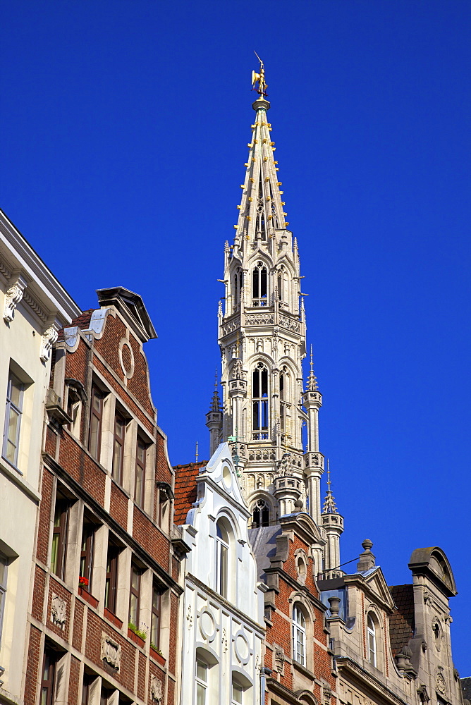 Town Hall Spire, Grand Place, UNESCO World Heritage Site, Brussels, Belgium, Europe