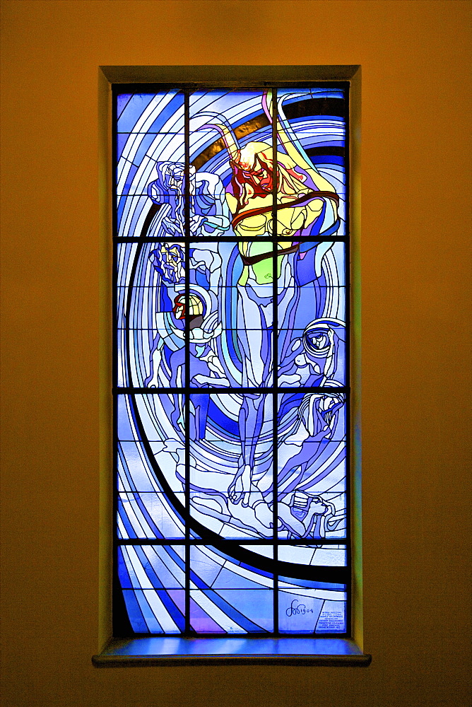 The Solar System, a stained glass window by Stanislaw Wyspianski in the Society of Physicians Building, Krakow (Cracow), Poland, Europe