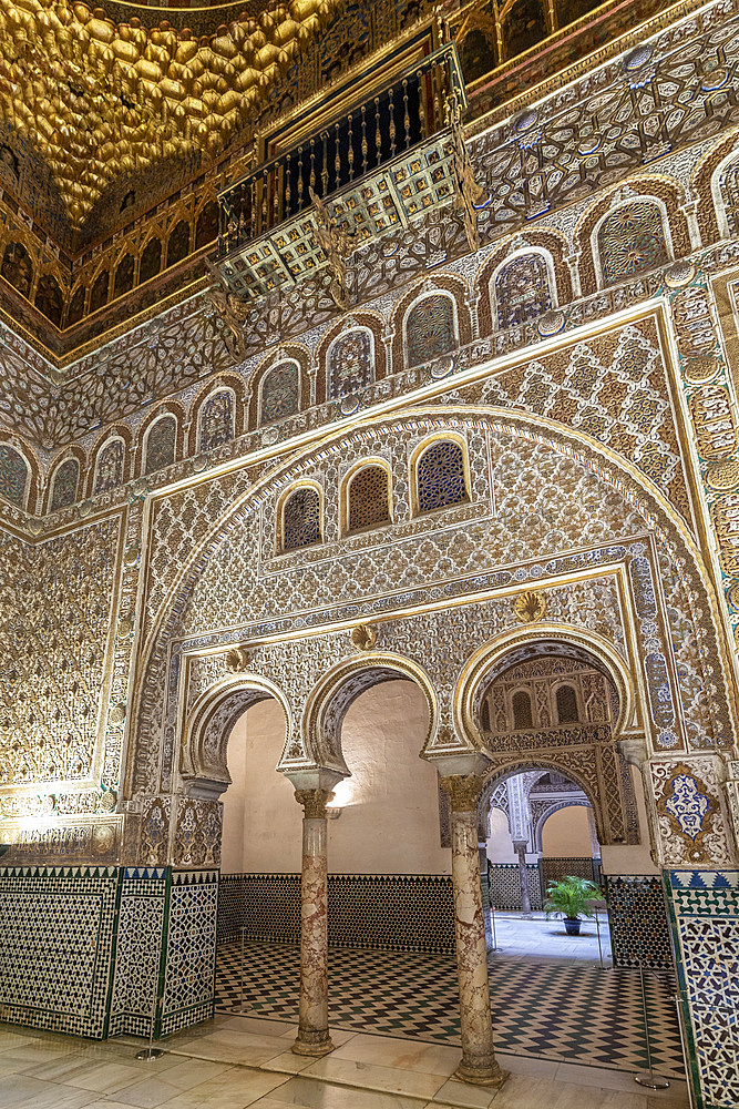 The Ambassadors Hall in The Royal Alcazars of Seville, UNESCO World Heritage Site, Seville, Andalusia, Spain, Europe