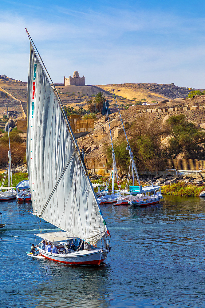 Feluccas on the River Nile, Aswan, Egypt, North East Africa