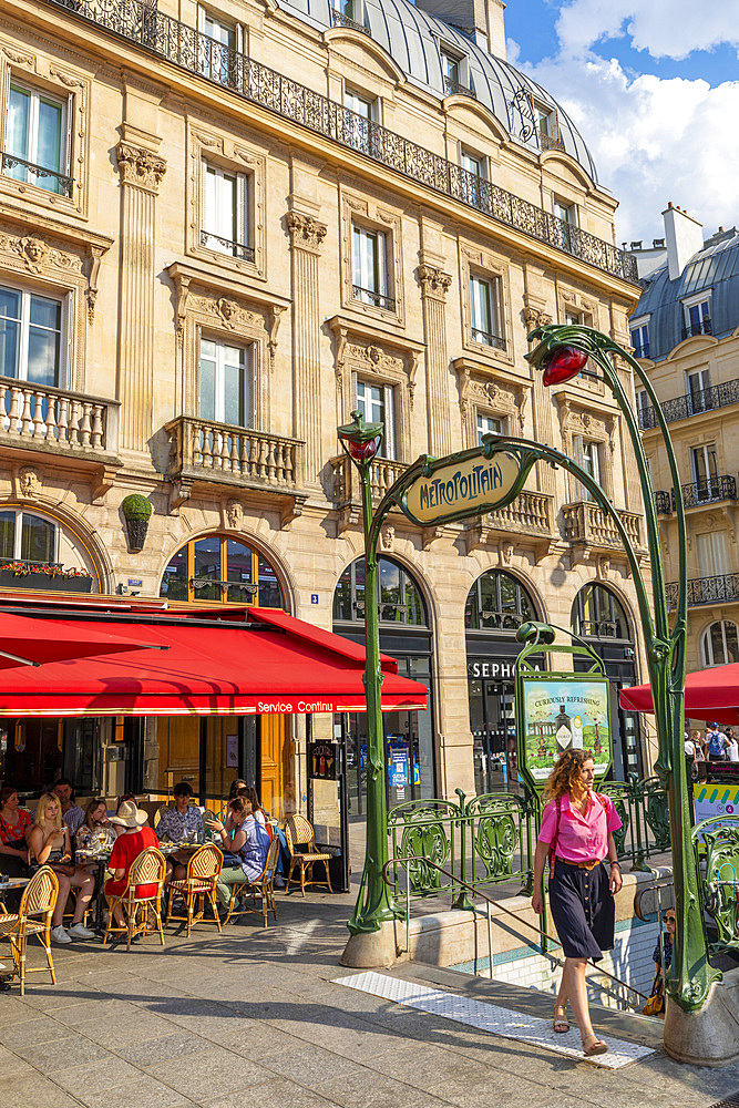 Metro Sign at St. Michel, Paris, France, Europe