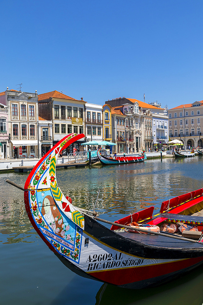 A Moliceiro with Traditional Art Nouveau Architecture, Aveiro, Portugal, Southern Europe