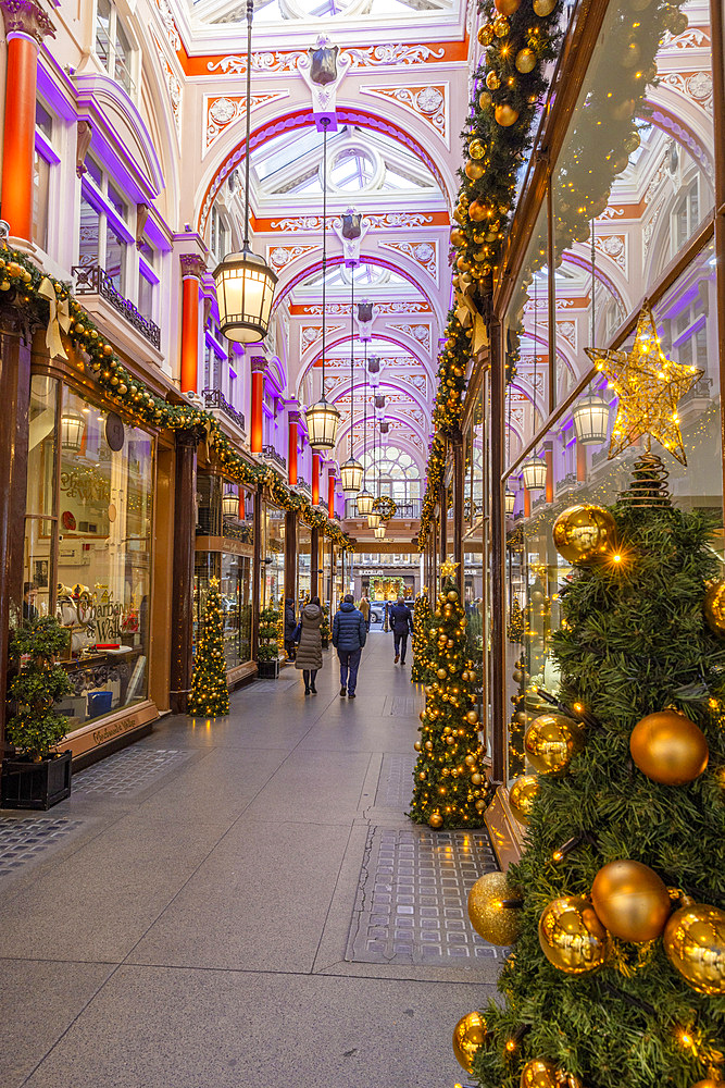 The Royal Arcade at Christmas, London, England, United Kingdom.