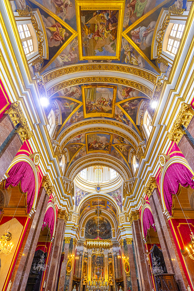 The Interior of Metropolitan Cathedral of Saint Paul, Mdina, Malta, Southern Europe