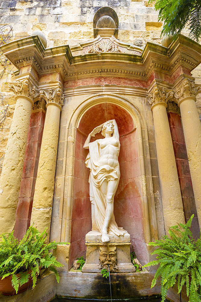 Statue in the Garden of Casa Rocca Piccola, Valletta, Malta, Southern Europe