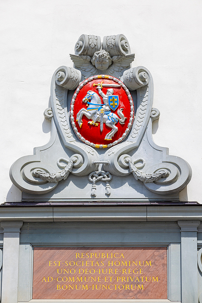 Coat of Arms on the Palace of the Grand Dukes of Lithuania, Vilnius, Lithuania, Northern Europe