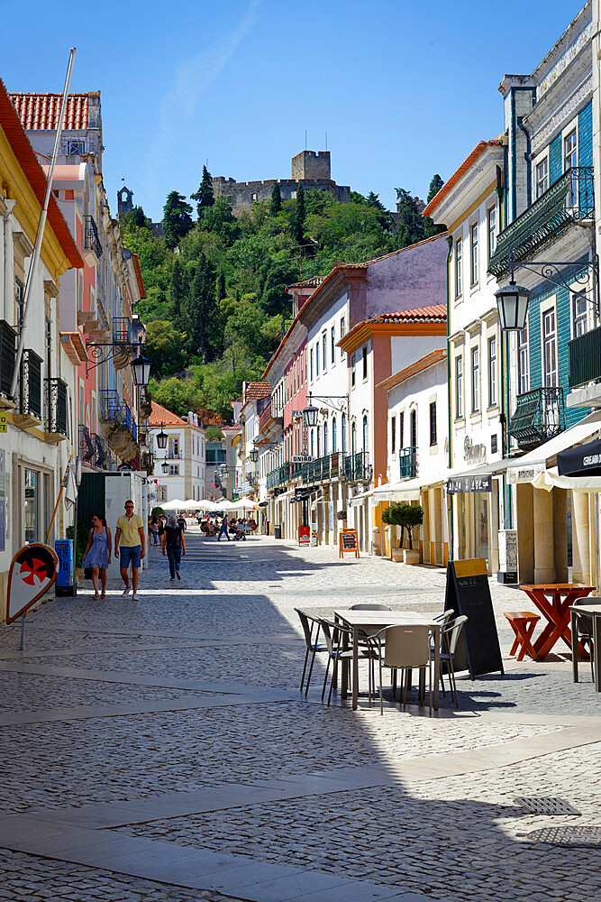 Street in city center, Tomar, Santarem district, Portugal, Europe