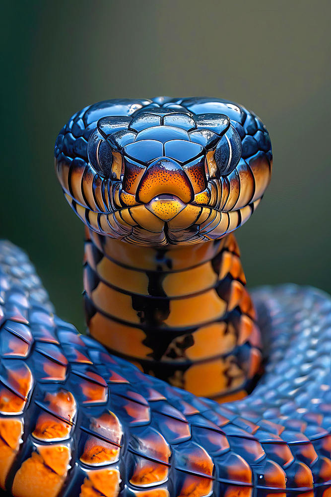 AI generated image of a Stylized venomous black mamba portrait, Africa