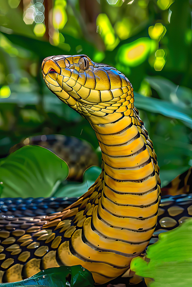 AI generated image of a Rearing King cobra, Asia