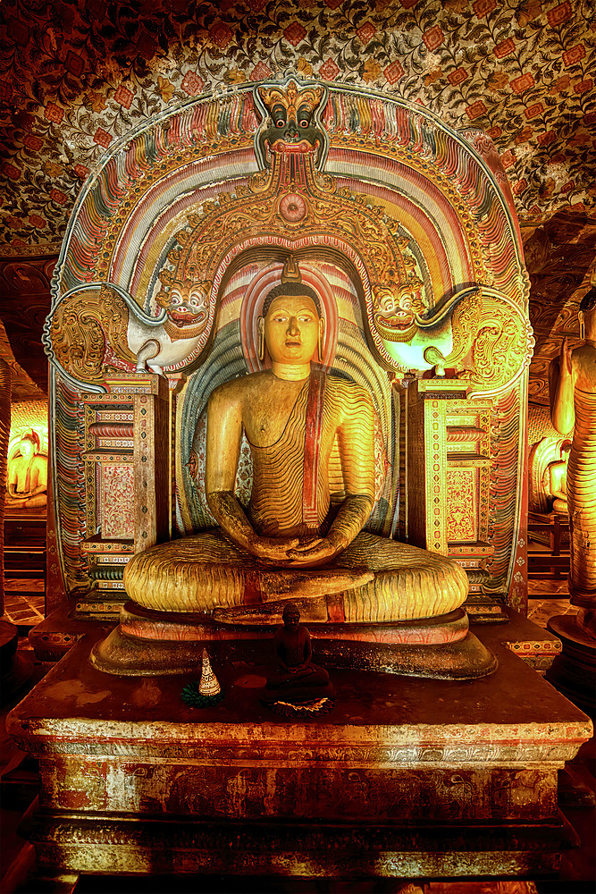 Buddha statues and murals in Dambulla Cave Temple, Dambulla, Sri Lanka