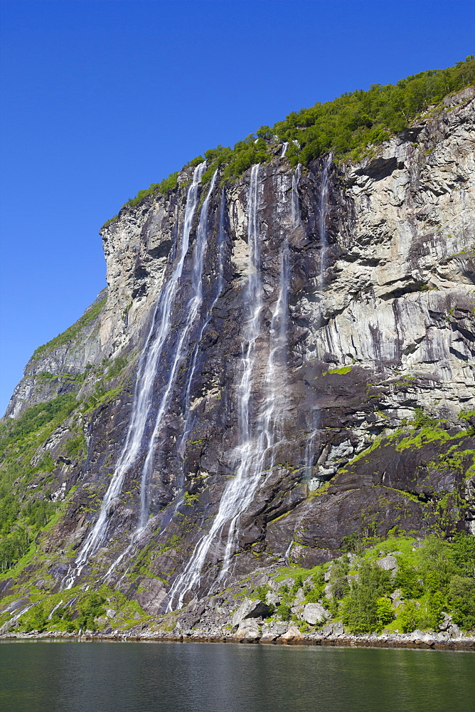 Seven Sisters waterfall, Geiranger Fjord, UNESCO World Heritage Site, Geiranger, More og Romsdal, Norway, Scandinavia, Europe