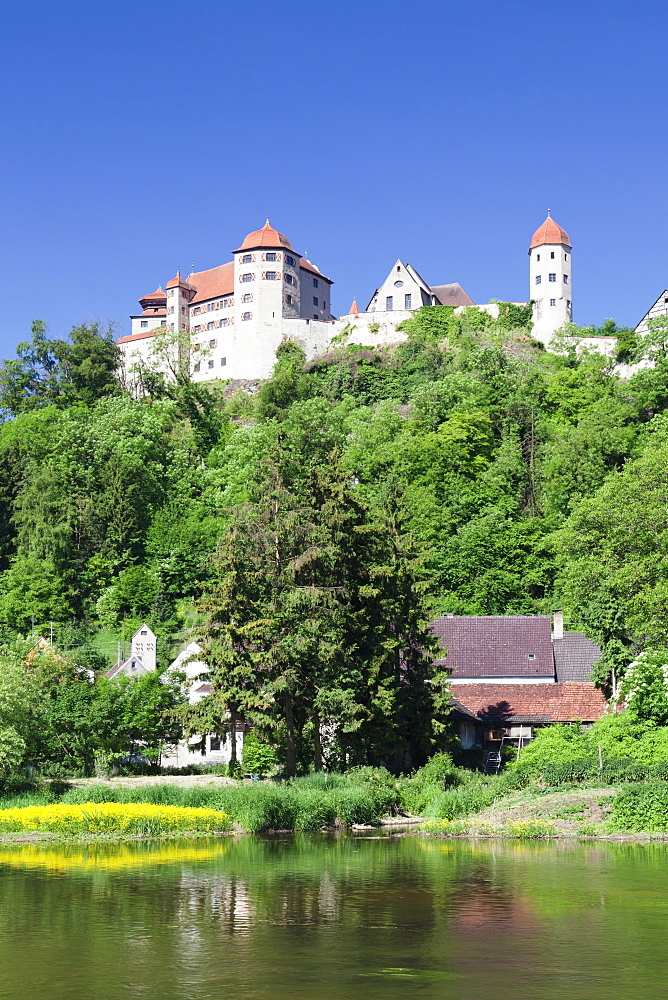 Harburg Castle at Wornitz River, Harburg, Romantic Road, Bavarian Swabia, Bavaria, Germany, Europe