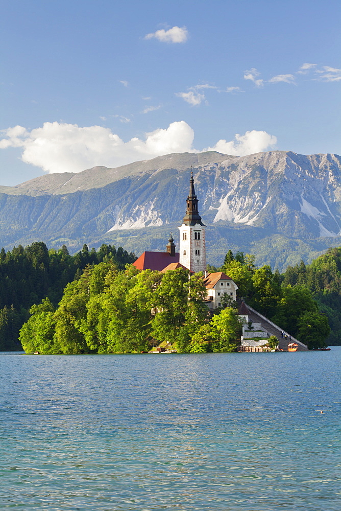 Blejski Otok Island with Santa Maria Church, Lake Bled, Gorenjska, Julian Alps, Slovenia, Europe