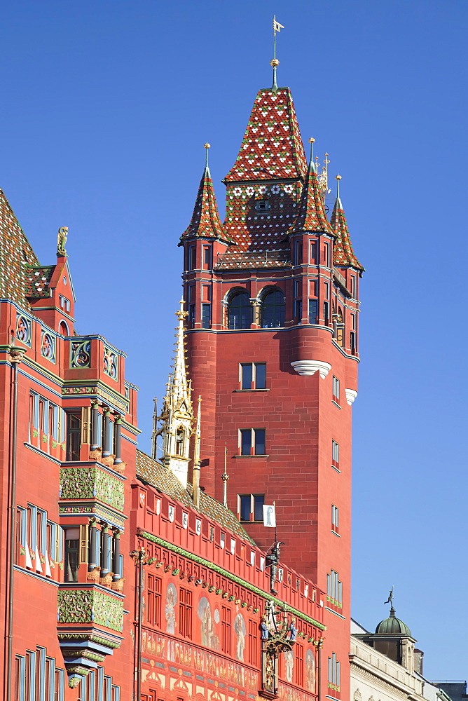 Town Hall at  Ratausplatz Square, Basel, Canton Basel Stadt, Switzerland, Europe