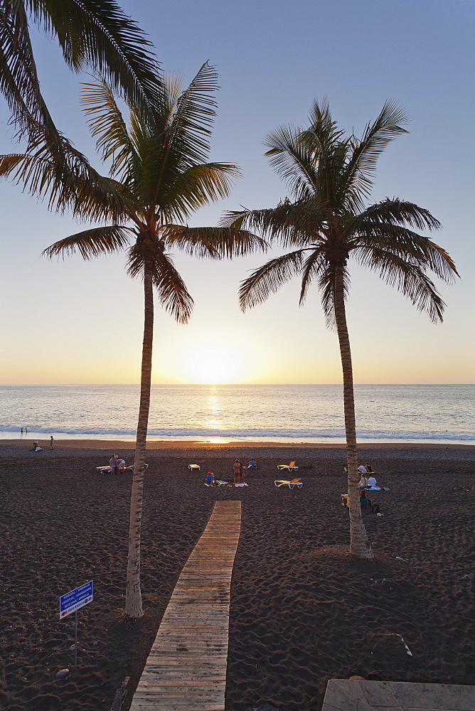 Beach of Puerto Naos at sunset, La Palma, Canary Islands, Spain, Atlantic, Europe