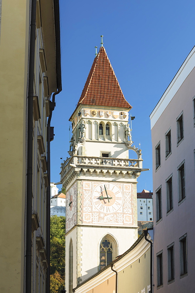 Tower of town hall in Passau, Germany, Europe