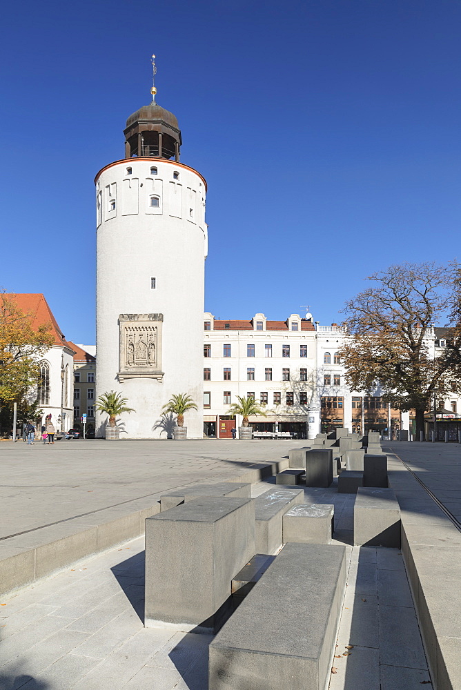 Dicker Turm Tower at Marienplatz Square, Goerlitz, Saxony, Germany, Europe