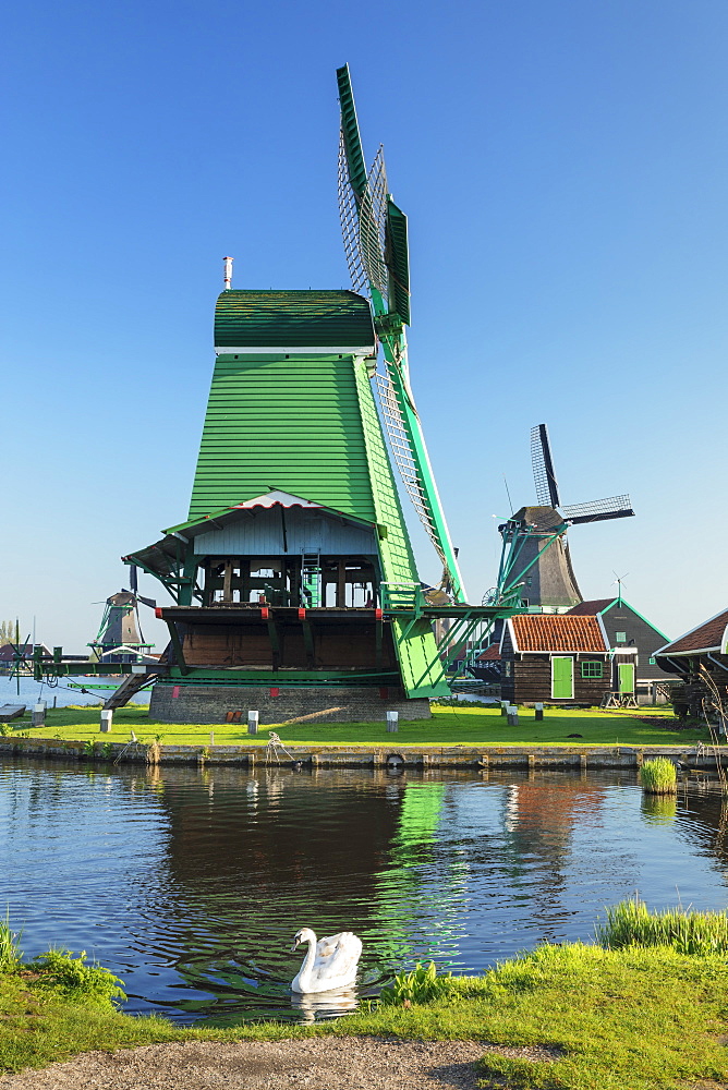 Windmills, open-air museum, Zaanse Schans, Zaandam, North Holland, Netherlands, Europe