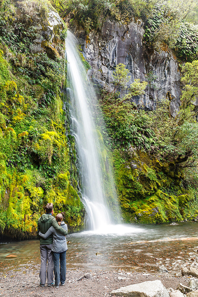 Dawson Falls Waterfall, Egmont-National Park, Taranaki, North Island, New Zealand, Pacific