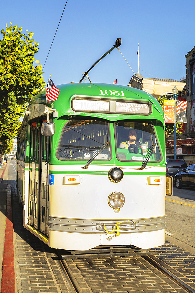 Cable Car in Jefferson Street, San Francisco, California, United States of America, North America