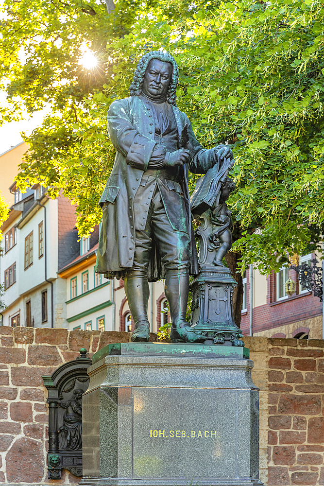 Statue of Johann Sebastian Bach, Eisenach, Thuringian Forest, Thuringia, Germany