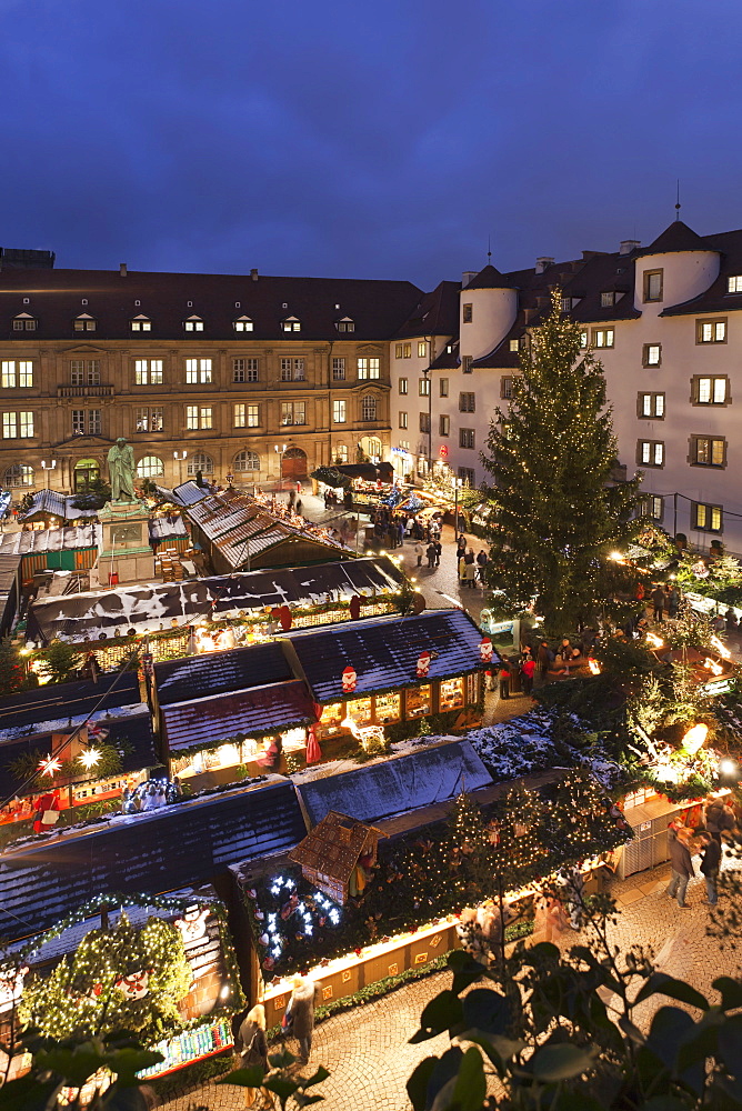 Christmas fair on Schillerplatz Square, Stuttgart, Baden Wurttemberg, Germany, Europe